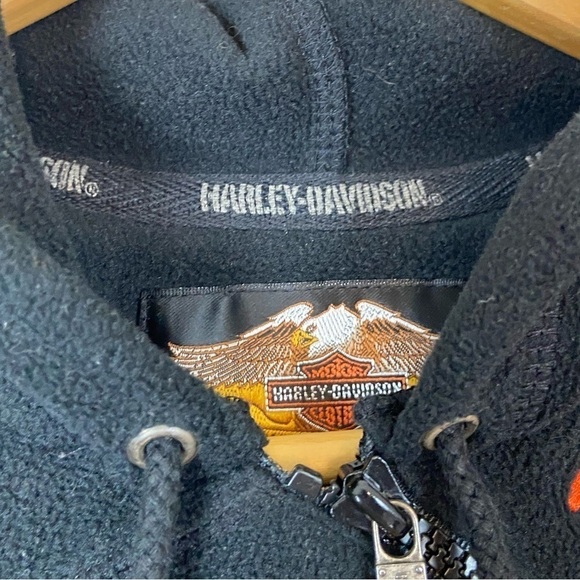HARLEY DAVIDSON FLEECE QUARTER ZIP EMBROIDERED LOGO HOODIE BIKER BIKERCORE - Picture 3 of 6